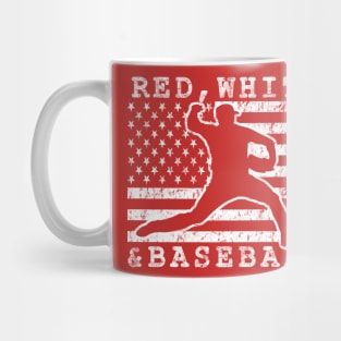 Red White and Baseball American Flag USA pitcher Baseball Pitching Mug